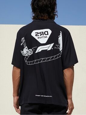 Formula 1 x PacSun Short Sleeve Woven Shirt Graphic Print Button Up Men’s Small